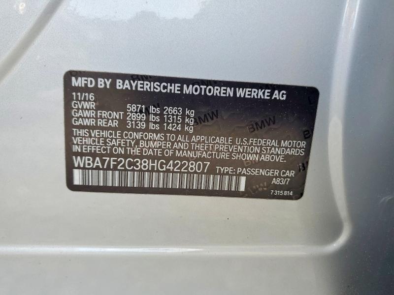 Продаж на аукціоні авто 2017 Bmw 750, vin: WBA7F2C38HG422807, номер лоту: 57379996