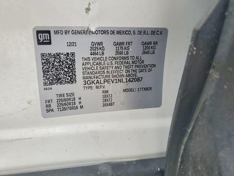 58800006 :رقم المزاد ، 3GKALPEV1NL142087 vin ، 2022 Gmc Terrain مزاد بيع