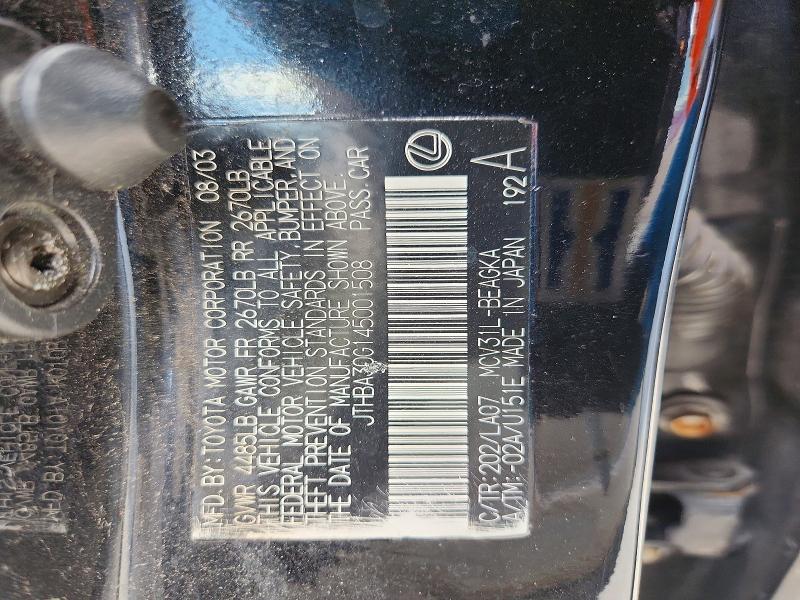 57360186 :رقم المزاد ، JTHBA30G145001508 vin ، 2004 Lexus Es مزاد بيع