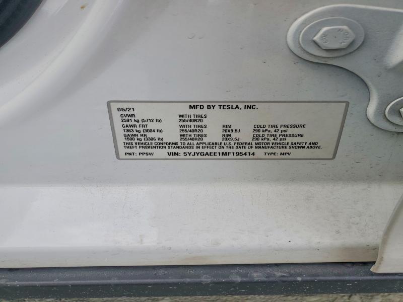 Продаж на аукціоні авто 2021 Tesla Model Y, vin: 5YJYGAEE1MF195414, номер лоту: 56985516