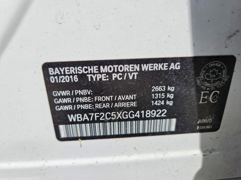 57745046 :رقم المزاد ، WBA7F2C5XGG418922 vin ، 2016 Bmw 750 مزاد بيع