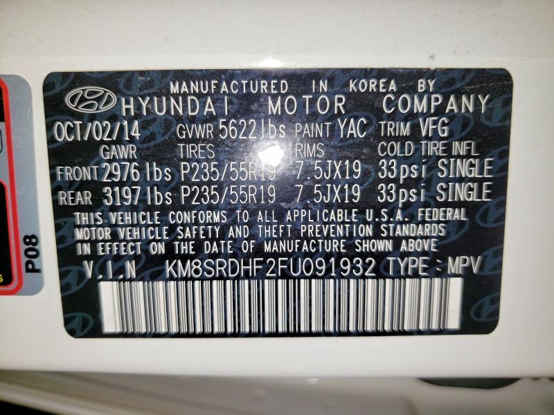 Aukcja sprzedaży 2015 Hyundai Santa Fe, vin: KM8SRDHF2FU091932, numer aukcji: 58960406