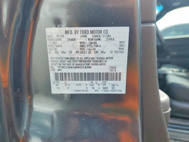 Продаж на аукціоні авто 2009 Ford Escape, vin: 1FMCU94G49KD14390, номер лоту: 56891226