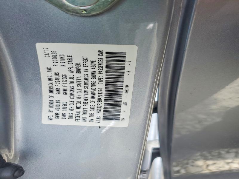 Auction sale of the 2017 Honda Accord, vin: 1HGCR2F38HA204374, lot number: 57124346