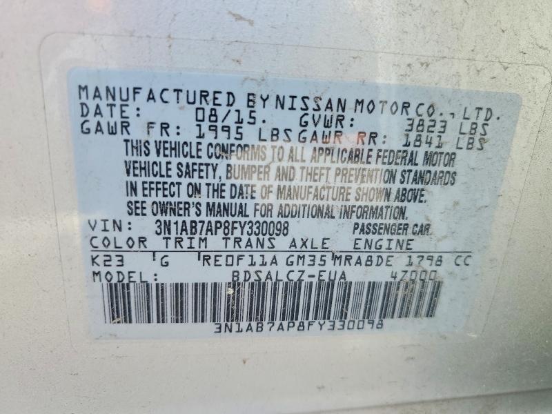 58245376 :رقم المزاد ، 3N1AB7AP8FY330098 vin ، 2015 Nissan Sentra مزاد بيع