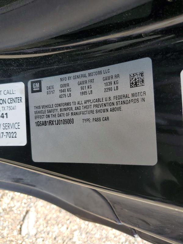 Продажа на аукционе авто 2018 Cadillac Ats, vin: 1G6AB1RX1J0109060, номер лота: 57999046