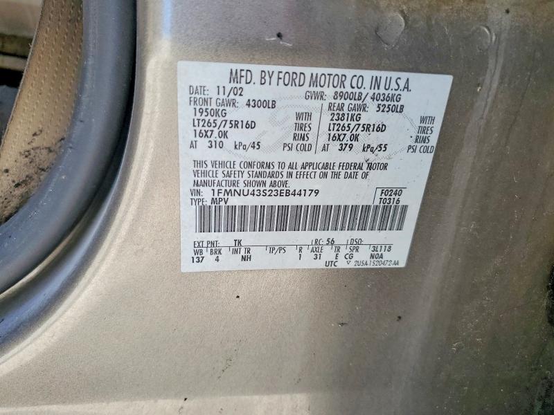 Продаж на аукціоні авто 2003 Ford Excursion, vin: 1FMNU43S23EB44179, номер лоту: 57189806