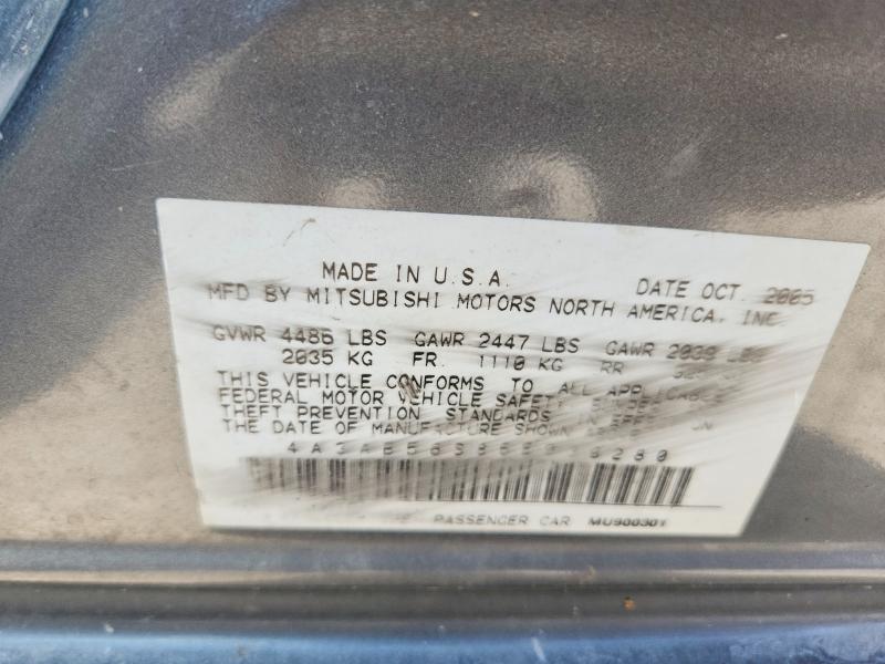 Aukcja sprzedaży 2006 Mitsubishi Galant, vin: 4A3AB56S86E030280, numer aukcji: 59037006