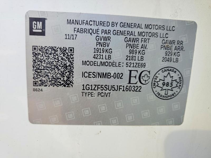 2018 Chevrolet Malibu მანქანა იყიდება აუქციონზე, vin: 1G1ZF5SU5JF160322, აუქციონის ნომერი: 58755186