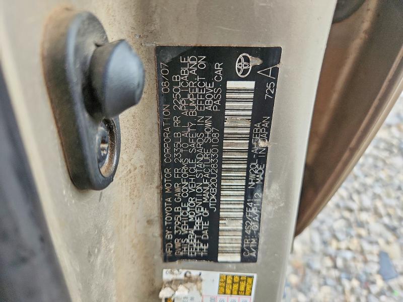 Aukcja sprzedaży 2008 Toyota Prius, vin: JTDKB20U283301087, numer aukcji: 56344506