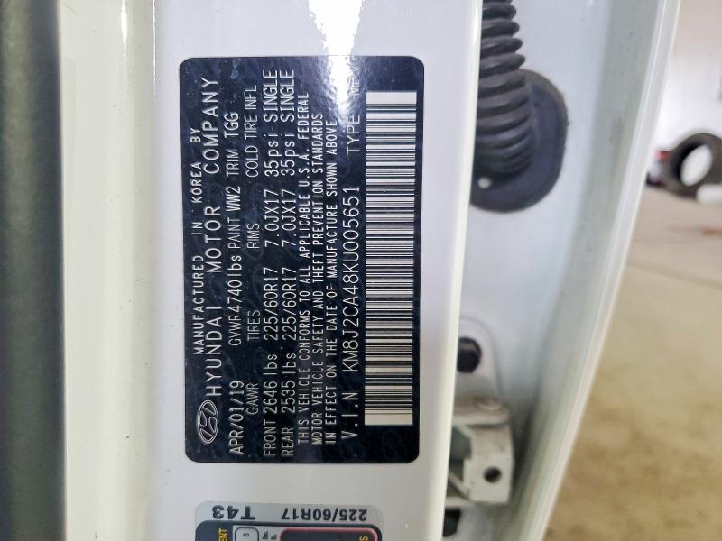 56490586 :رقم المزاد ، KM8J2CA48KU005651 vin ، 2019 Hyundai Tucson مزاد بيع