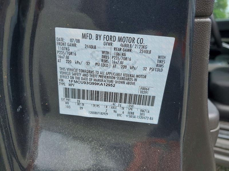 Продажа на аукционе авто 2009 Ford Escape, vin: 1FMCU93G99KA12952, номер лота: 45826416