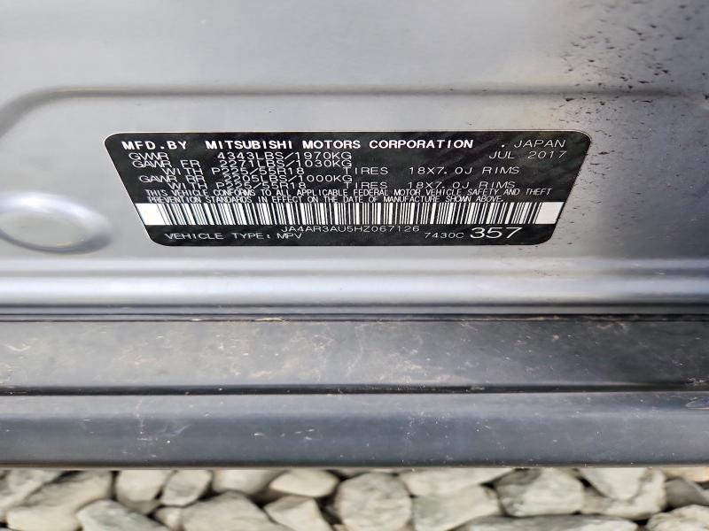 57819716 :رقم المزاد ، JA4AR3AU5HZ067126 vin ، 2017 Mitsubishi Outlander Sport مزاد بيع