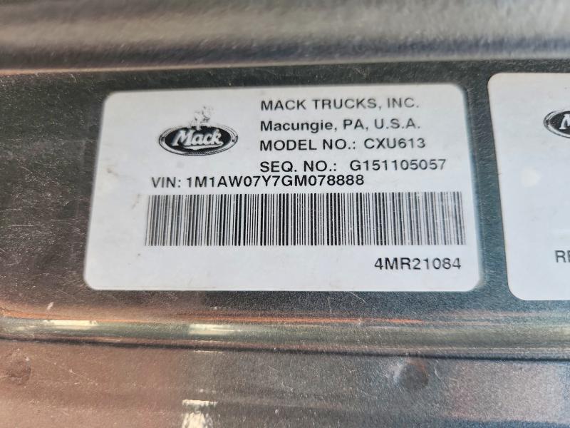 Продажа на аукционе авто 2016 Mack 600, vin: 1M1AW07Y7GM078888, номер лота: 56239896