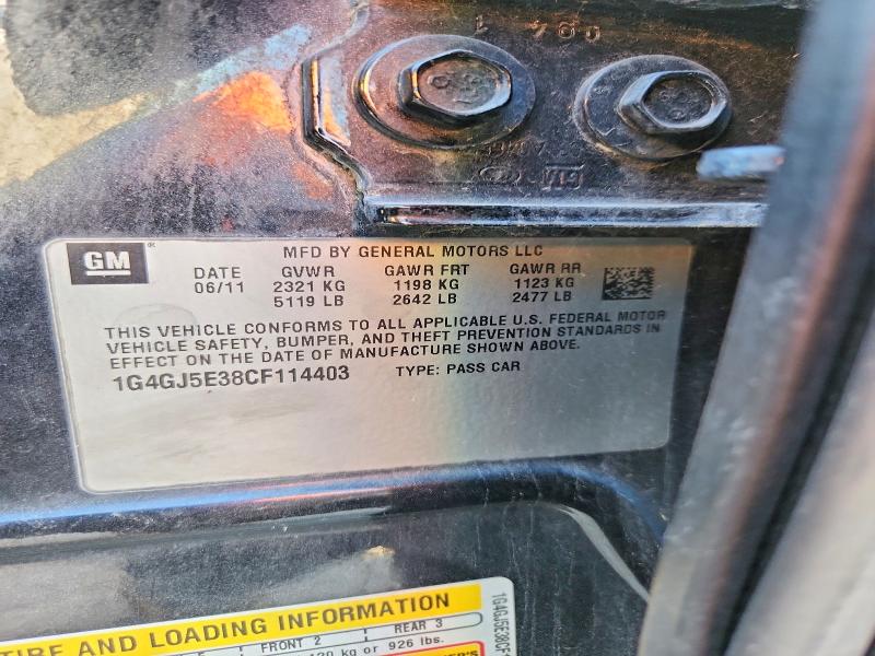 2012 Buick Lacrosse მანქანა იყიდება აუქციონზე, vin: 1G4GJ5E38CF114403, აუქციონის ნომერი: 55783226