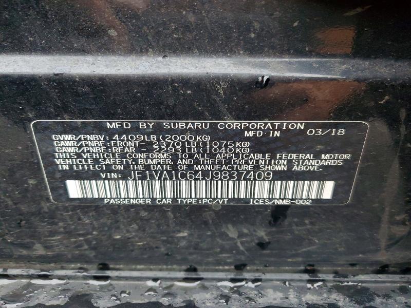 Aukcja sprzedaży 2018 Subaru Wrx, vin: JF1VA1C64J9837409, numer aukcji: 56750916