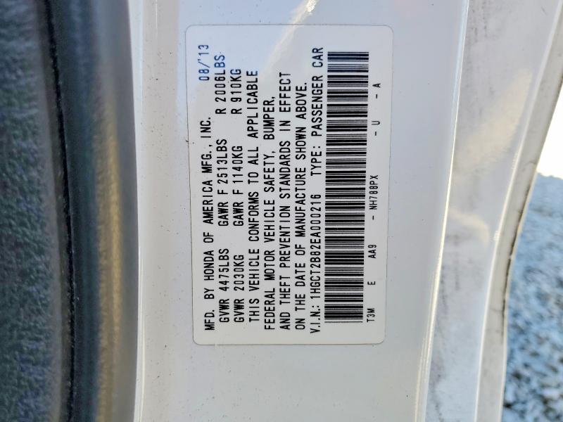 2014 Honda Accord მანქანა იყიდება აუქციონზე, vin: 1HGCT2B82EA000216, აუქციონის ნომერი: 58242656
