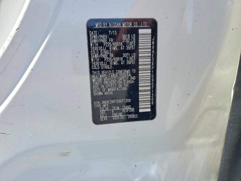 56825906 :رقم المزاد ، JN8AE2KP1D9071208 vin ، 2013 Nissan Quest مزاد بيع