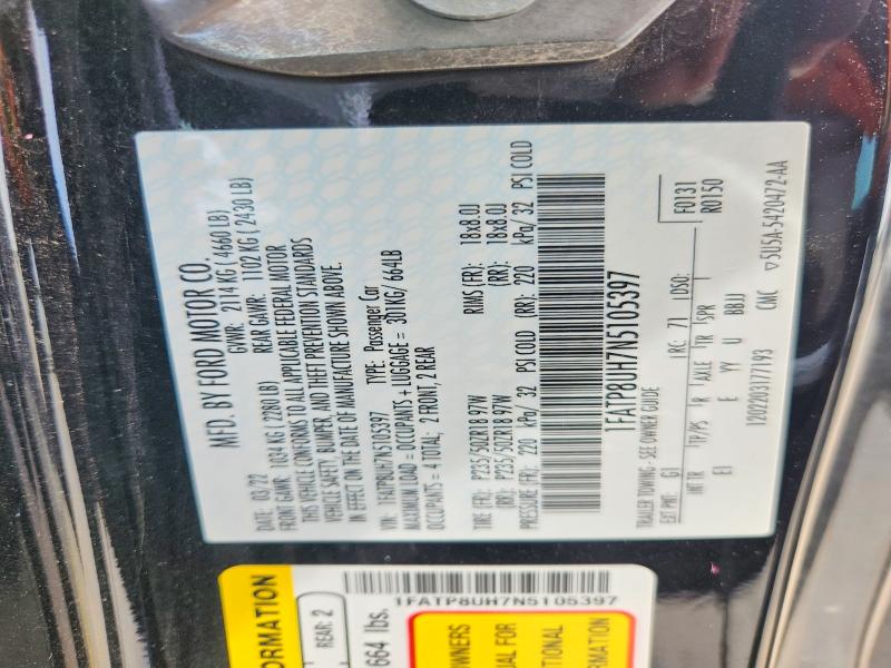 Продаж на аукціоні авто 2022 Ford Mustang, vin: 1FATP8UH7N5105397, номер лоту: 57195686