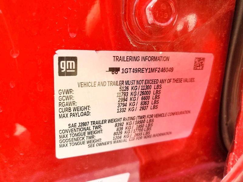 2021 Gmc Sierra მანქანა იყიდება აუქციონზე, vin: 1GT49REY1MF246049, აუქციონის ნომერი: 58288216