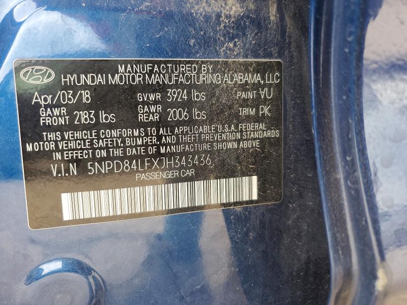 2018 Hyundai Elantra მანქანა იყიდება აუქციონზე, vin: 5NPD84LFXJH343436, აუქციონის ნომერი: 58457676