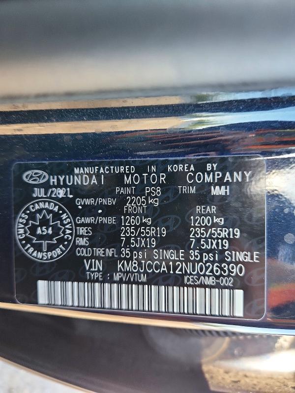 Aukcja sprzedaży 2022 Hyundai Tucson, vin: KM8JCCA12NU026390, numer aukcji: 57035166