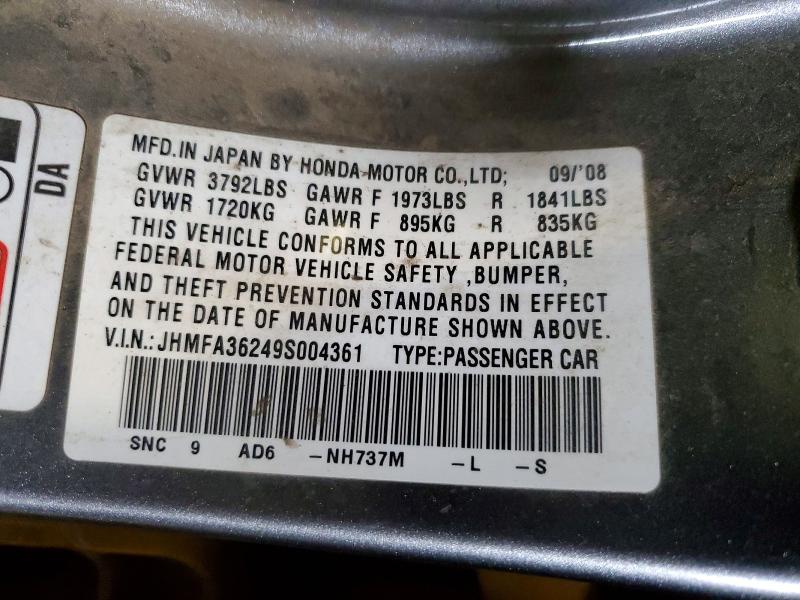 Продажа на аукционе авто 2009 Honda Civic, vin: JHMFA36249S004361, номер лота: 55748806