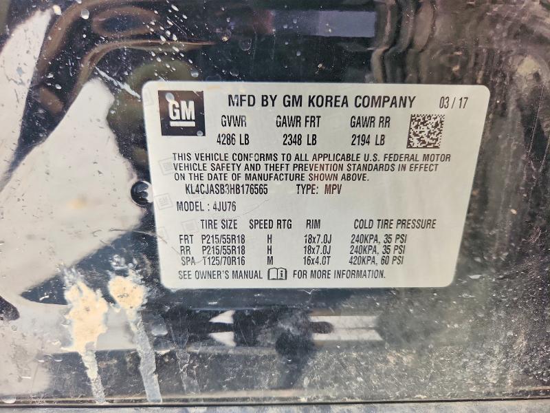 56485036 :رقم المزاد ، KL4CJASB3HB176565 vin ، 2017 Buick Encore مزاد بيع