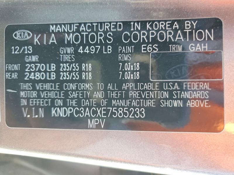 Aukcja sprzedaży 2014 Kia Sportage, vin: KNDPC3ACXE7585233, numer aukcji: 57580406