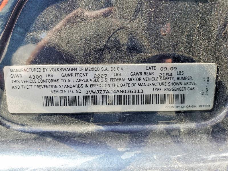 Aukcja sprzedaży 2010 Volkswagen Jetta, vin: 3VWJZ7AJ4AM036313, numer aukcji: 55986036