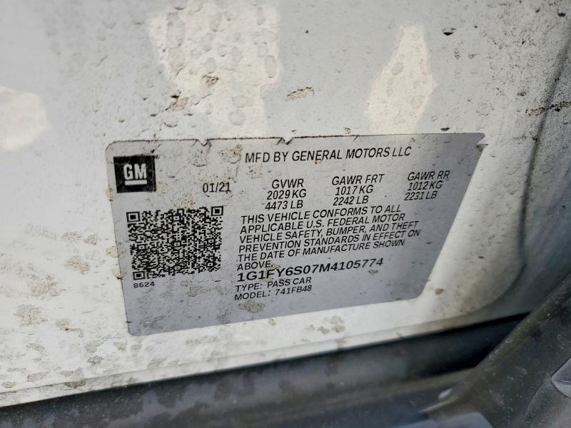 Продаж на аукціоні авто 2021 Chevrolet Bolt Ev, vin: 1G1FY6S07M4105774, номер лоту: 57443796