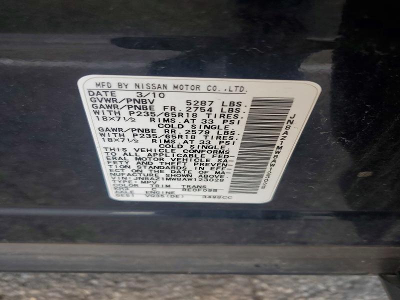 Aukcja sprzedaży 2010 Nissan Murano, vin: JN8AZ1MW8AW123028, numer aukcji: 57918546