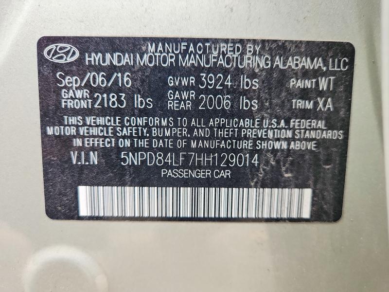 Aukcja sprzedaży 2017 Hyundai Elantra, vin: 5NPD84LF7HH129014, numer aukcji: 58293126