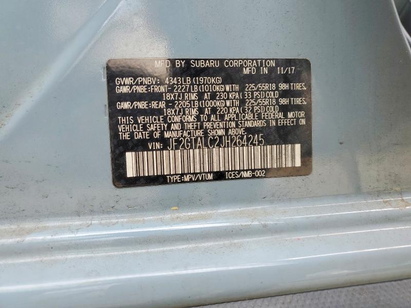 2018 Subaru Crosstrek მანქანა იყიდება აუქციონზე, vin: JF2GTALC2JH264245, აუქციონის ნომერი: 57496546