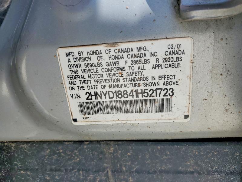 2001 Acura Mdx მანქანა იყიდება აუქციონზე, vin: 2HNYD18841H521723, აუქციონის ნომერი: 55976036