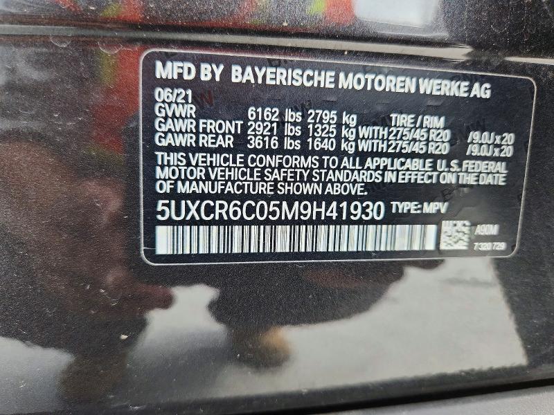 54355176 :رقم المزاد ، 5UXCR6C05M9H41930 vin ، 2021 Bmw X5 مزاد بيع