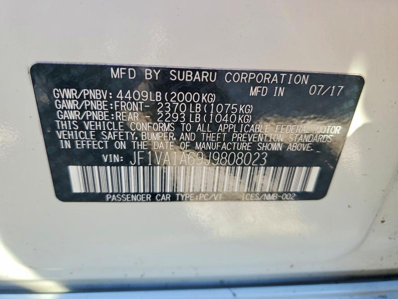 Aukcja sprzedaży 2018 Subaru Wrx, vin: JF1VA1A69J9808023, numer aukcji: 57973056