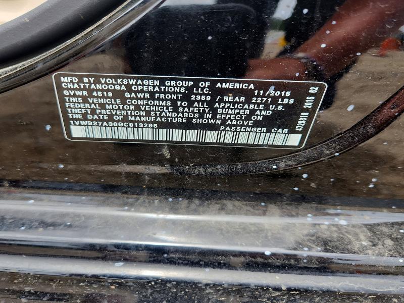 58064056 :رقم المزاد ، 1VWBS7A36GC013295 vin ، 2016 Volkswagen Passat مزاد بيع