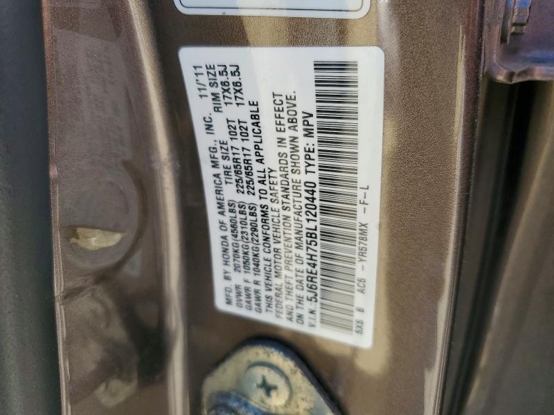 Продажа на аукционе авто 2011 Honda Cr-v, vin: 5J6RE4H75BL120440, номер лота: 56100156