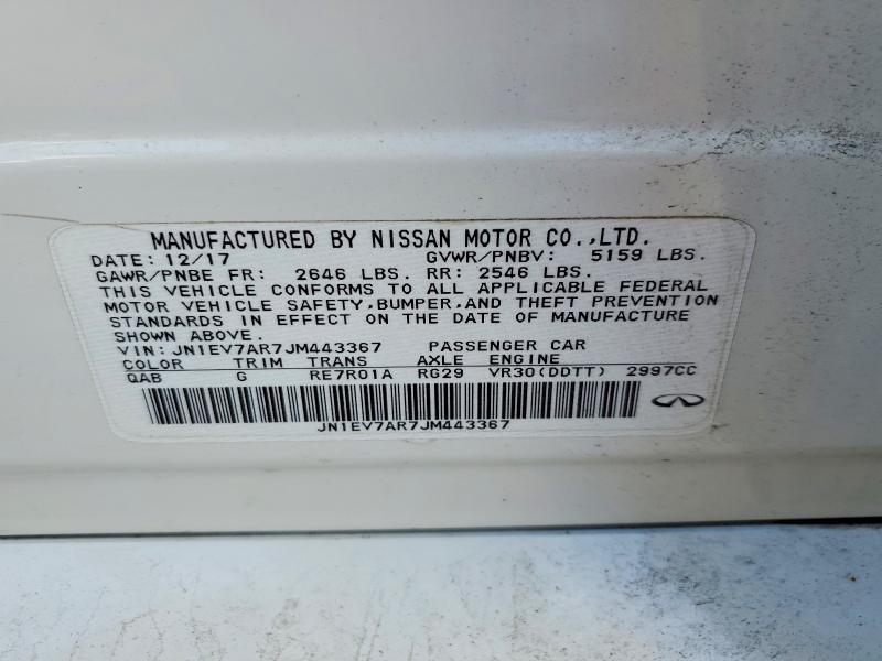 58585876 :رقم المزاد ، JN1EV7AR7JM443367 vin ، 2018 Infiniti Q50 مزاد بيع