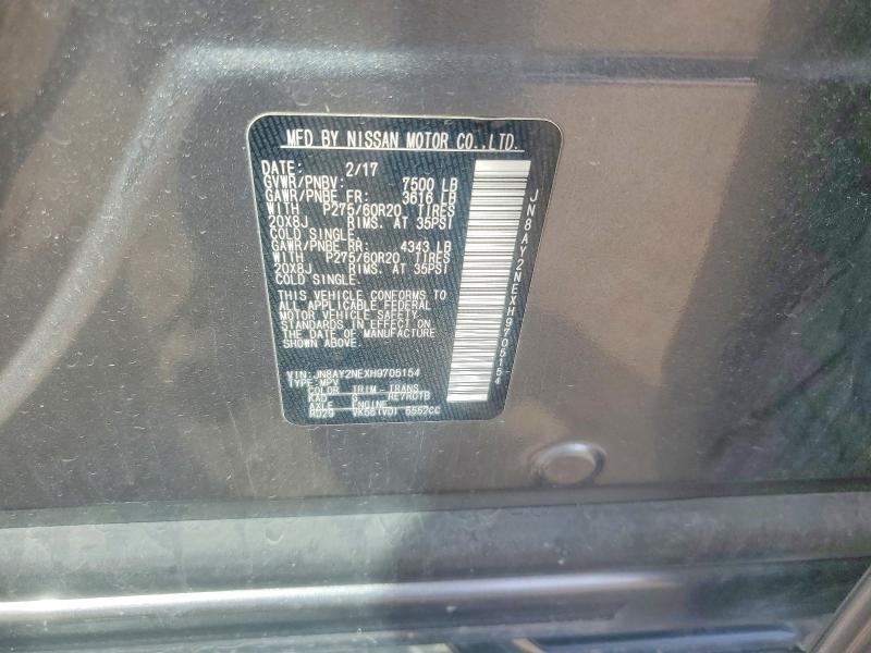 Aukcja sprzedaży 2017 Nissan Armada, vin: JN8AY2NEXH9705154, numer aukcji: 55059446