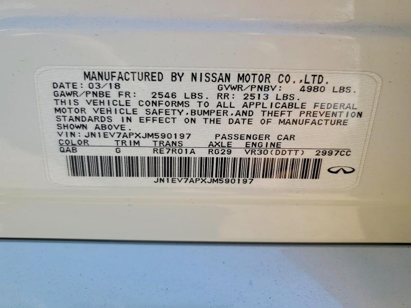 Продаж на аукціоні авто 2018 Infiniti Q50, vin: JN1EV7APXJM590197, номер лоту: 56735596