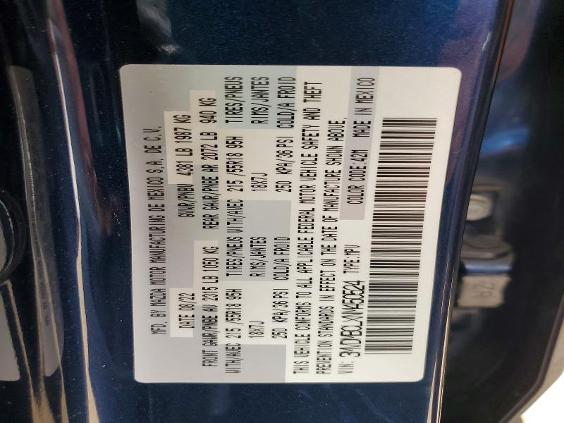 56074576 :رقم المزاد ، 3MVDMBCLXNM450524 vin ، 2022 Mazda Cx-30 مزاد بيع