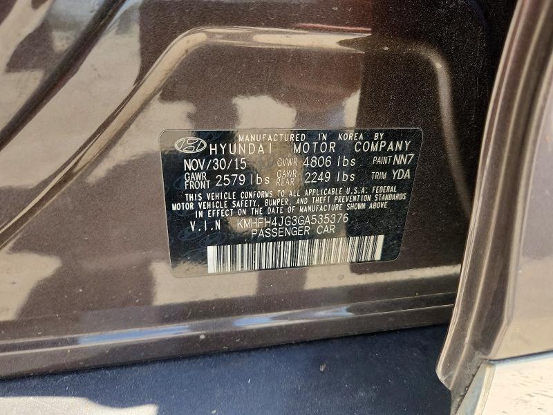 Aukcja sprzedaży 2016 Hyundai Azera, vin: KMHFH4JG3GA535376, numer aukcji: 56871056