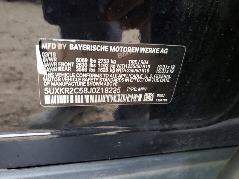 55923516 :رقم المزاد ، 5UXKR2C58J0Z18225 vin ، 2018 Bmw X5 مزاد بيع