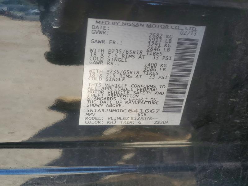 57589266 :رقم المزاد ، 5N1AR2MM0DC641667 vin ، 2013 Nissan Pathfinder مزاد بيع