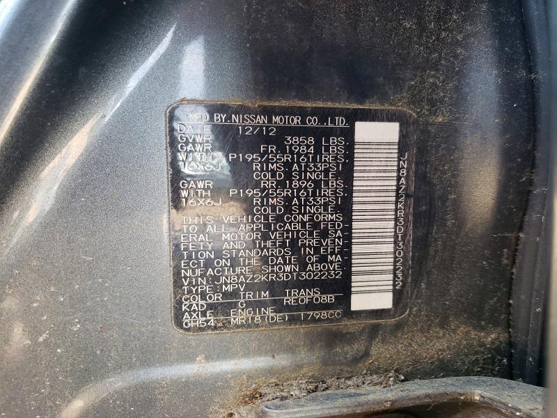 56796786 :رقم المزاد ، JN8AZ2KR3DT302232 vin ، 2013 Nissan Cube مزاد بيع