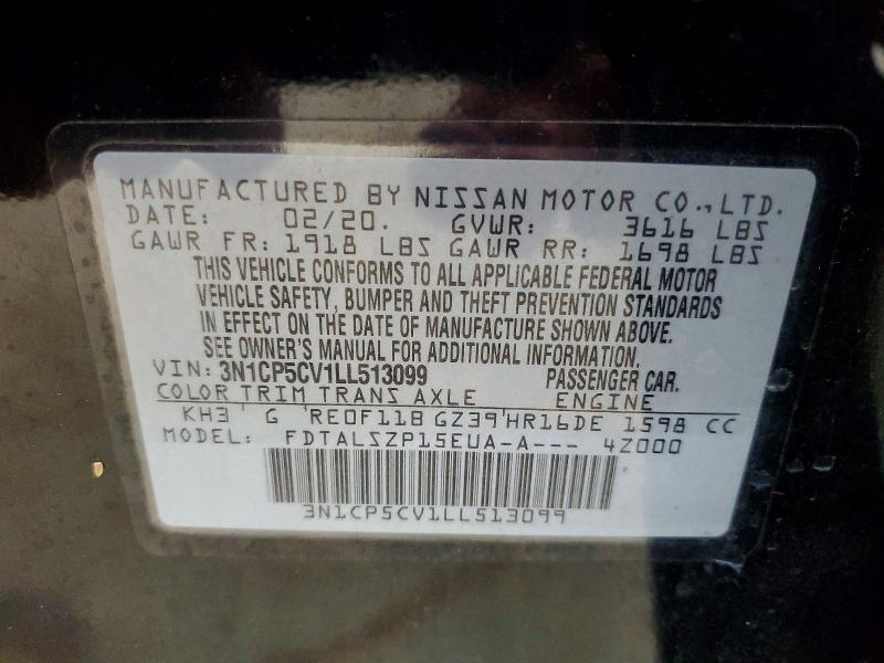 Продажа на аукционе авто 2020 Nissan Kicks, vin: 3N1CP5CV1LL513099, номер лота: 56855606