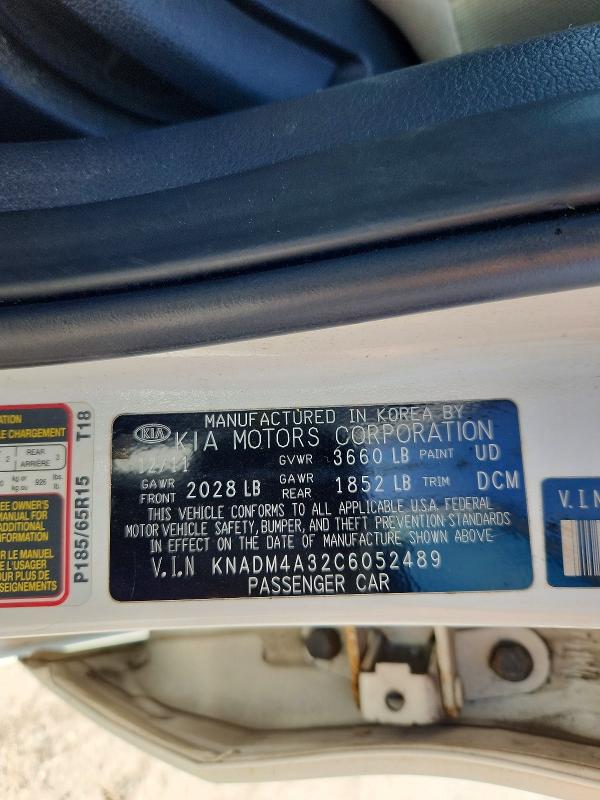 Aukcja sprzedaży 2012 Kia Rio, vin: KNADM4A32C6052489, numer aukcji: 54904046