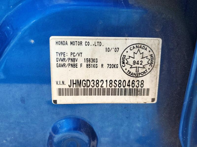 Aukcja sprzedaży 2008 Honda Fit, vin: JHMGD38218S804638, numer aukcji: 56806956